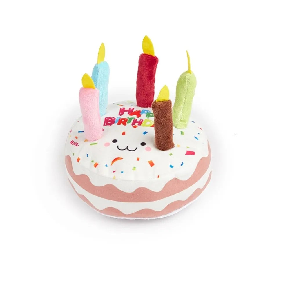 New Birthday Cake Dog Toys Interactive Bite Resistant Gnaw Toys Puppy Teething 16cm Stuffed Cake Doll Party Decor