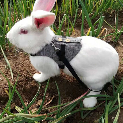 Rabbit Vest with Leash Soft Breathable Gentlemanly Style Rabbit Clothes for Playing Exercising and Outdoor Activities