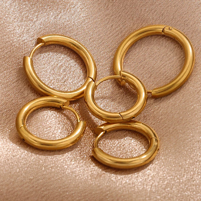 6pcs Stainless Steel 3mm 4mm Hoop Earrings | PVD Gold Plated Korean Round Earrings for Men Women