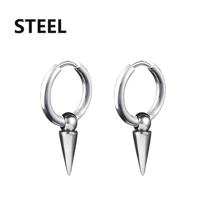 Fashion Punk Gothic Stainless Steel Drop Earrings | Unisex Stud Earrings for Men Women