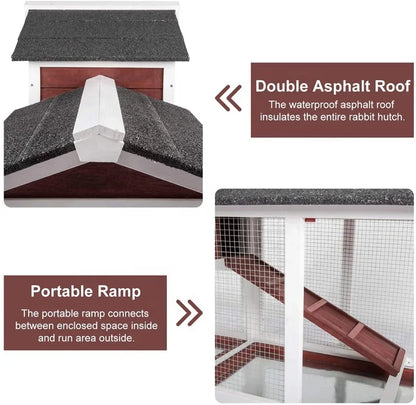 Outdoor Solid Wood Large Pet House Bamboo Rabbit House Cages Coop Wooden Rabbits Hutch