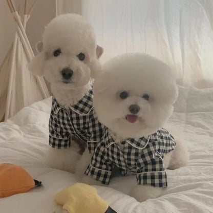 Pet Decoration Comfortable Ins Plaid Shirts Pet Clothing Elegant Fashion Dogs Pajamas Costume Cute Cat Dog Clothes Pet Parties