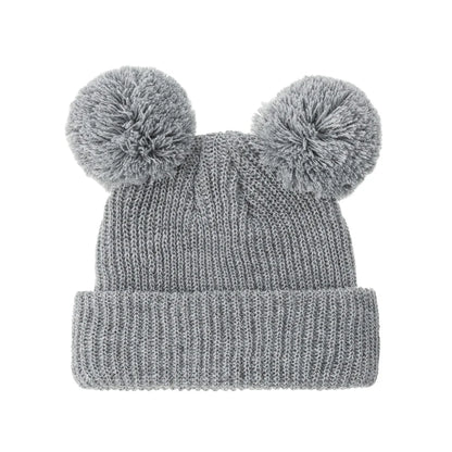 0-12M Solid Knitted Cute Pom Pom Cap | Newborn Baby Turban Hat