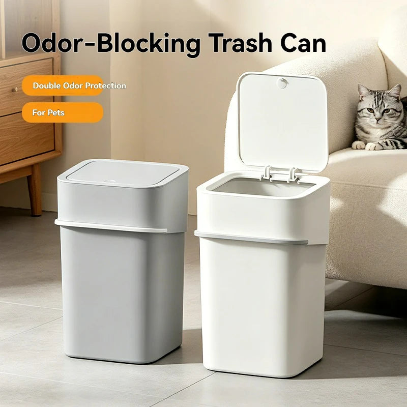 Layered Cat Litter Box for Handling Cat Waste, Cat Litter Box with Trash Can, Cat Litter Scoop, Odor Eliminator, Deodorizer