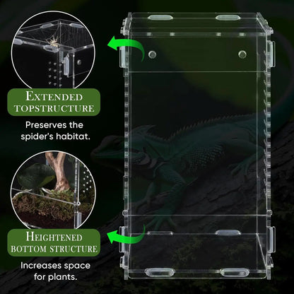 Reptile Enclosure Front Opening Escape Proof Habitat Acrylic Jumping Spider Habitat For Observation Home Pet Store Office