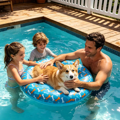 Pet Water Float Inflatable Dog Pool Floating Mat Anti-Slip PVC Pool Swimming Ring for Lake Beach Games Water Party Pond