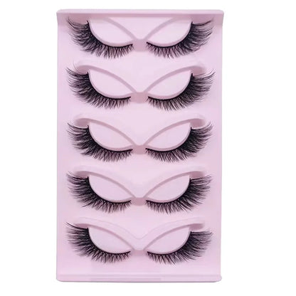 5 Pairs Cat Eye Lashes Wispy Fake Lashes | Fluffy Winged Strip Lashes