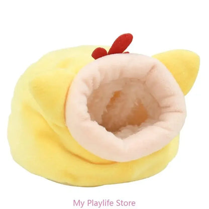 Cute Cartoon Rabbit Squirrel Mini Cage Guinea Pig Nest Small Animal Mice Rat Pet Sleeping Bed Hamster House Winter Warm Soft Mat
