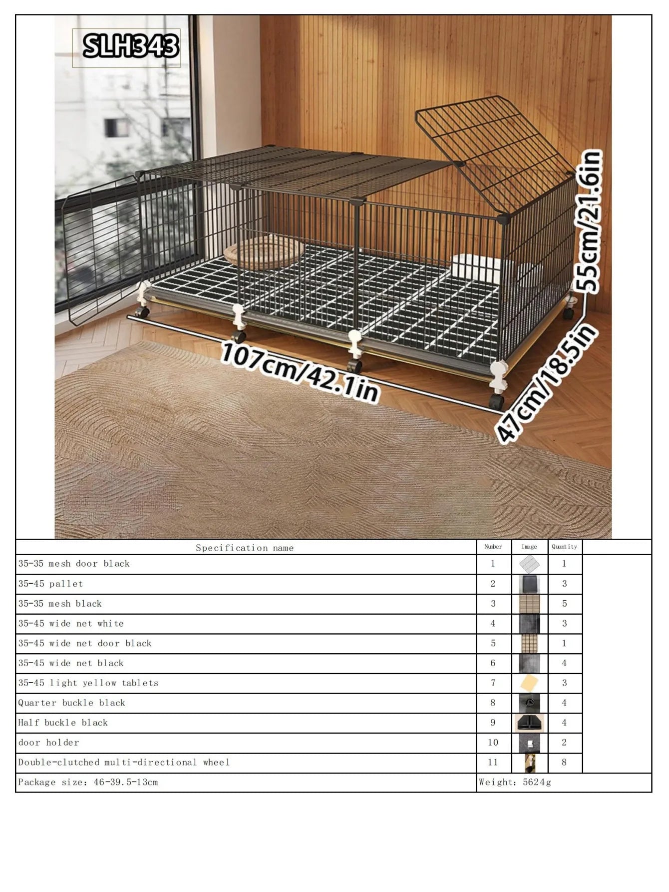 Large Indoor Rabbit Cage with Automatic Cleaning Toilet for Domestic Rabbits, Guinea Pigs, and Other Pets