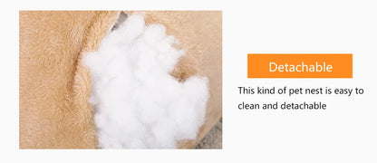 Plush Dog House Bed Winter Warm Bear Hug Semi Enclosed Cat's Nest Detachable And Washable Mat Small Dog Bed Sofa Pet Supplies
