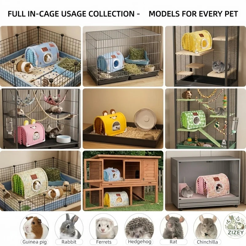 Small Animal Tunnel Hideout Cute Bed Cave Toy for Guinea Pig Rabbit Ferrets Hedgehog Rat Chinchilla Cage Accessory