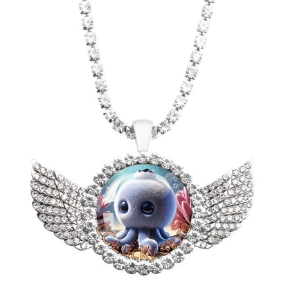 25mm Angel Wing Necklace | Italian Brainrot Pendant Funny Animal Jewelry Gift