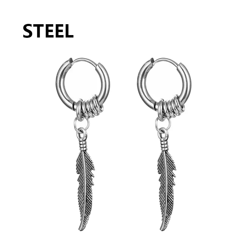 Fashion Punk Gothic Stainless Steel Drop Earrings | Unisex Stud Earrings for Men Women