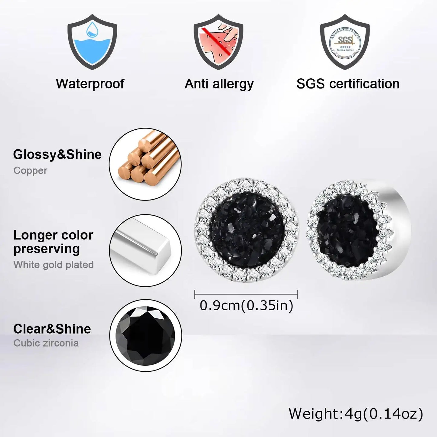 Vnox Magnetic Clip Earrings Non Piercing | Hip Hop Zircon Studs for Men Women Silver Party Gifts