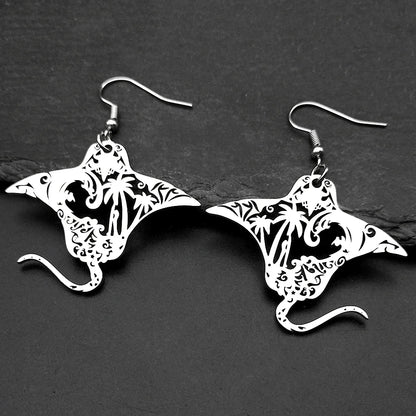 Manta Ray Sea Devil Fish Pendant Necklace | Stainless Steel Gold Silver Color Chain Jewelry