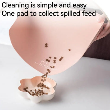 PU Leather Pet Feeding Mat Spill Proof Waterproof Oil Resistant Non Slip Bowl Holder Easy Clean Floor Protector for Dogs Cats