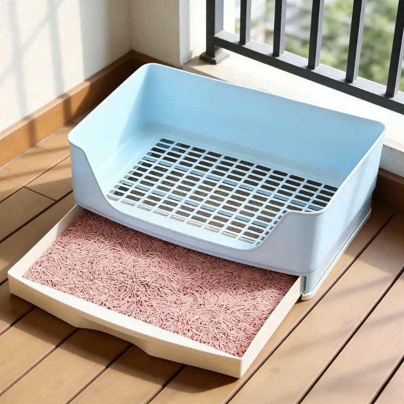 Large Bunny Toilet with Drawer Rabbit Litter Box Grate Potty Pet Bedpan for Hamster Guinea Pig Ferret Adult Pet Toilet Supplies