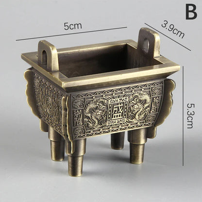 Mini Bronze Incense Burner | Chinese Retro Dragon Carving Decoration