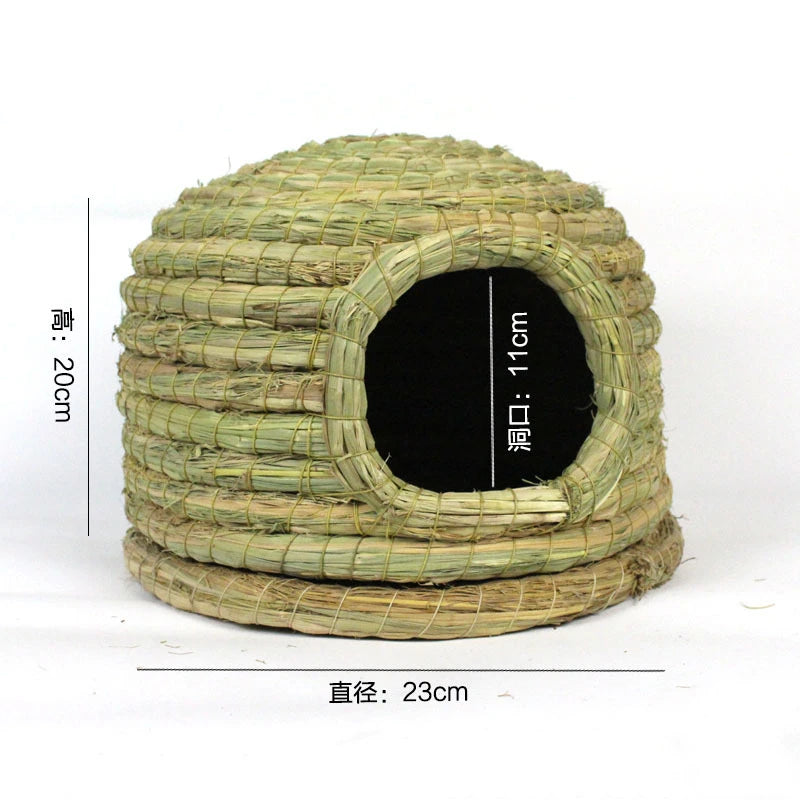 Pet Rabbit Grass Bed Natural Straw Woven House Bunny Chew Toys Hay Nest Bed for Hamsters Chinchillas Mice Small Animals