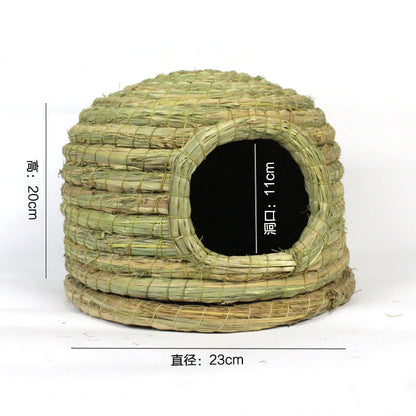 Pet Rabbit Grass Bed Natural Straw Woven House Bunny Chew Toys Hay Nest Bed for Hamsters Chinchillas Mice Small Animals