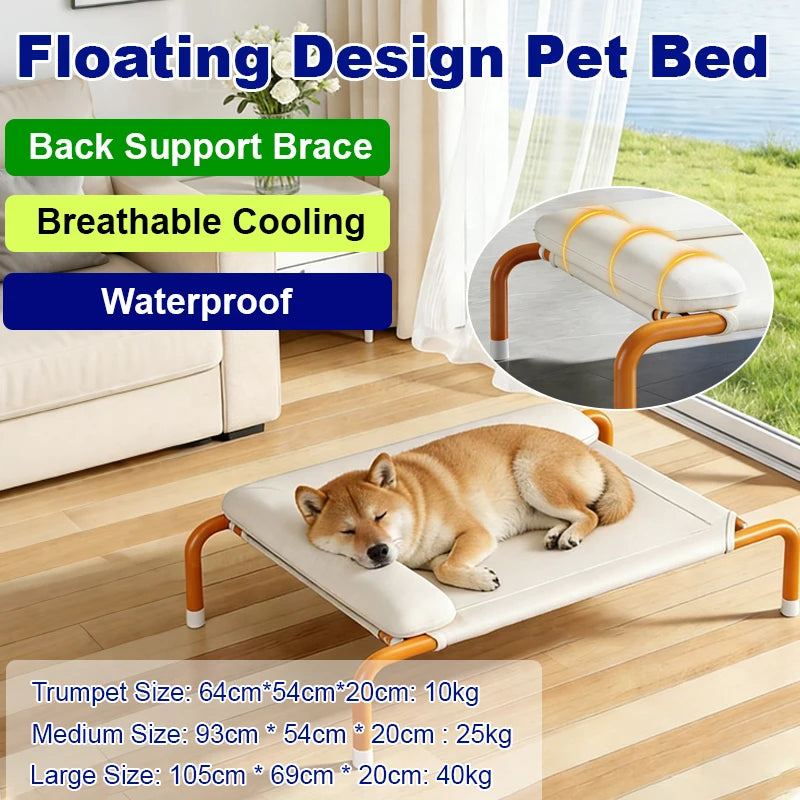 Pet Furniture Mesh Elevated Dog Beds Breathable Removable Raised Dog Bed with Pillow Outside Dog Bed Cat Patio Sunbathing