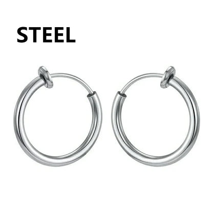 1 Pair Punk Stealth Clip On Earrings | No Hole Ear Cuff and Helix Ring Set