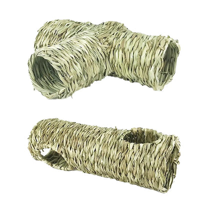 Hamster Grass Tunnel Interactive Toy Cage Chew Toys Rabbit Tunnel Tube Straw