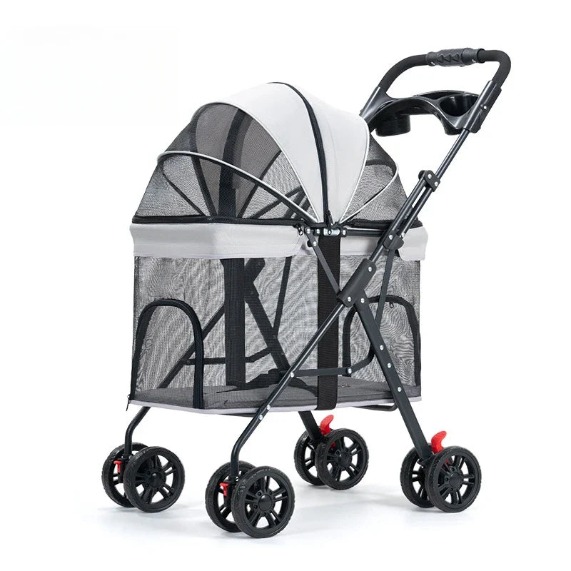 Breathable Pet Dog Cat Stroller Lightweight Folding  Portable Features Ventilated Design for Medium Dogs and Cats  Dog Carrier