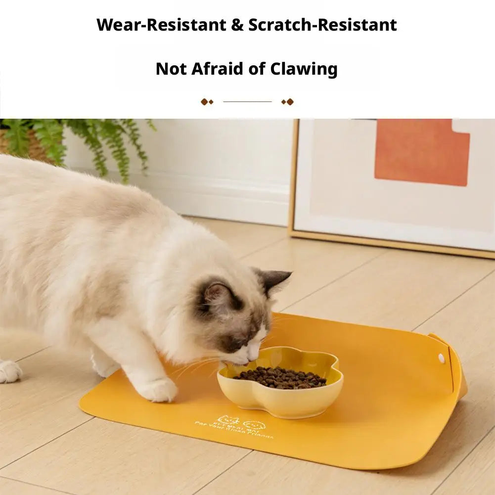 PU Leather Pet Feeding Mat Spill Proof Waterproof Oil Resistant Non Slip Bowl Holder Easy Clean Floor Protector for Dogs Cats