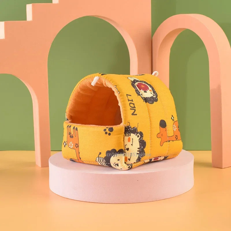 Cute Cartoon Rabbit Squirrel Mini Cage Guinea Pig Nest Small Animal Mice Rat Pet Sleeping Bed Hamster House Winter Warm Soft Mat
