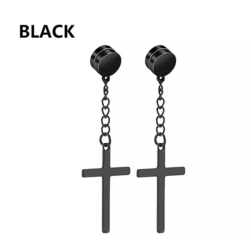 2pc Stainless Steel Cross Earrings Set | Gothic Punk Huggies for Men Women