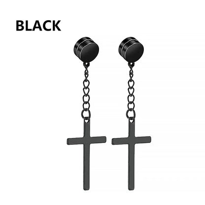 2pc Stainless Steel Cross Earrings Set | Gothic Punk Huggies for Men Women