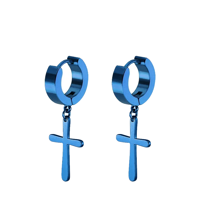2pc Stainless Steel Cross Earrings Set | Gothic Punk Huggies for Men Women