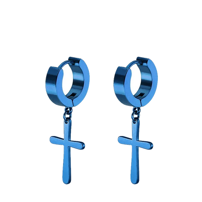 2pc Stainless Steel Cross Earrings Set | Gothic Punk Huggies for Men Women