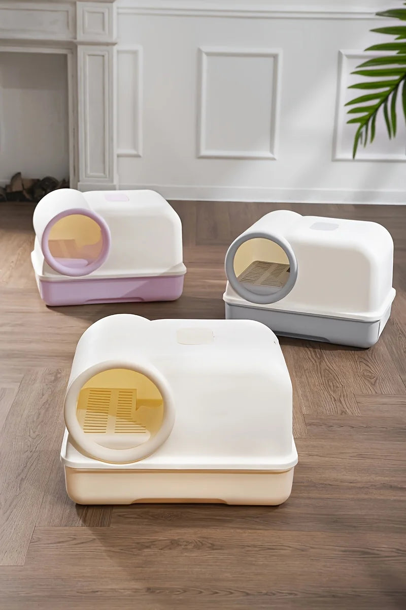 Cat Litter Box with Corridor & Drawer Design | Fully Enclosed Odor Control & Anti-Tracking Toilet | Easy-Clean Kitty Litter Pan