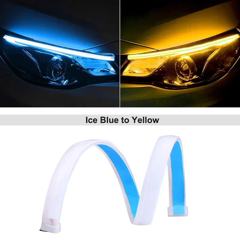 Car LED Daytime Running Light Strip | Flexible Waterproof DRL with Flowing Turn Signal
