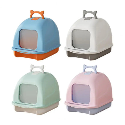 Large Cat Litter Box with Lid Closed Kitten Litter Pan with Litter Scoop Cat Enclosed Toilet Spacious Interior Pet Supplies