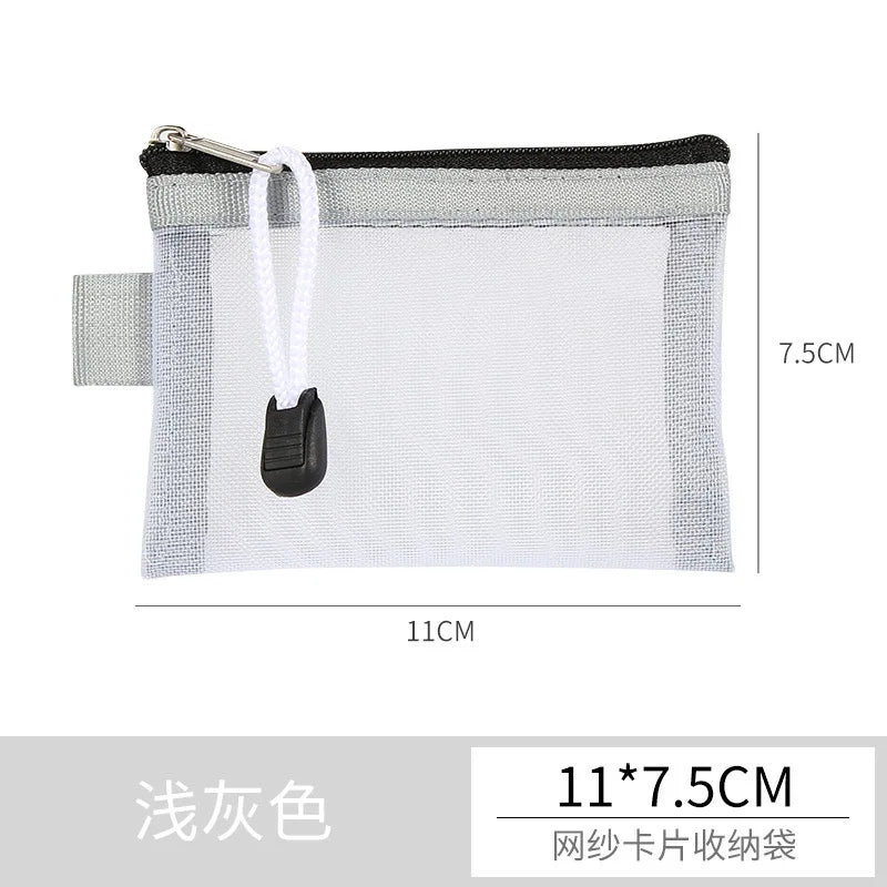 Mini Transparent Mesh Zipper Card Storage Bag | Portable Nylon Coin Purse