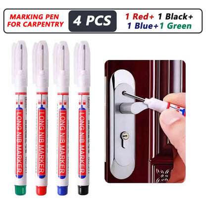 Deep Hole Long Nib Markers for Metal Wood Tile | 8-Pack Waterproof Marking Pens