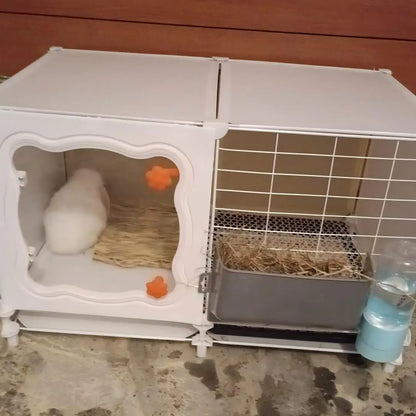Rabbit Cage with Toilet for Home Use, Indoor Rabbit Villa, Guinea Pig Cage with Separate Living Area