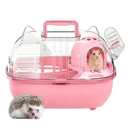Hamster Carrier Bag Double Layer Clear Cover Outing Cage Travel Hamster Cage For Rabbits Rodents Lizards Transport Short Trip
