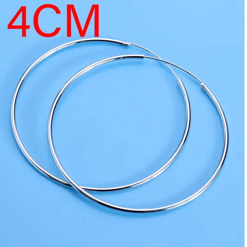 925 Sterling Silver Large Circle Hoop Earrings | Wedding Fine Fashion Jewelry