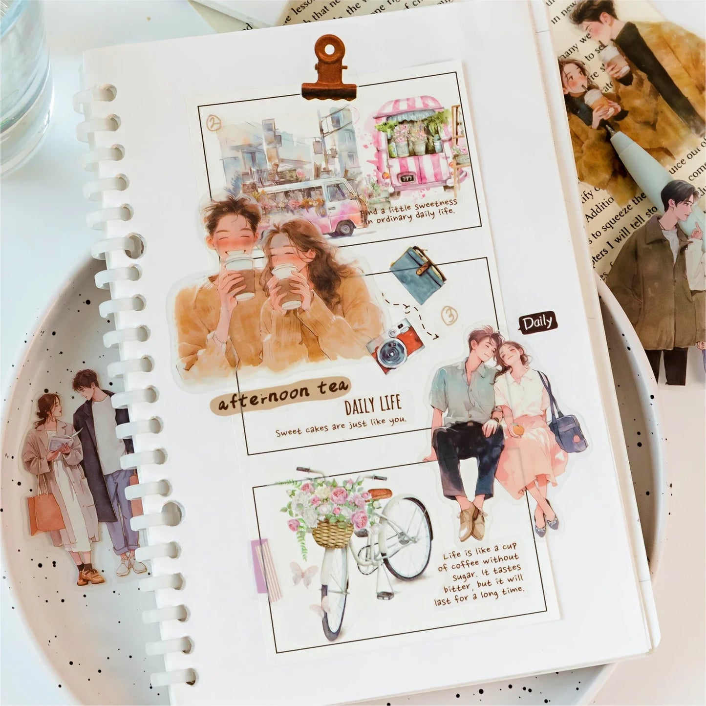 Yoofun 30pcs Cute Girl's Happy Life Character Stickers | Journaling Scrapbooking Planner Decor