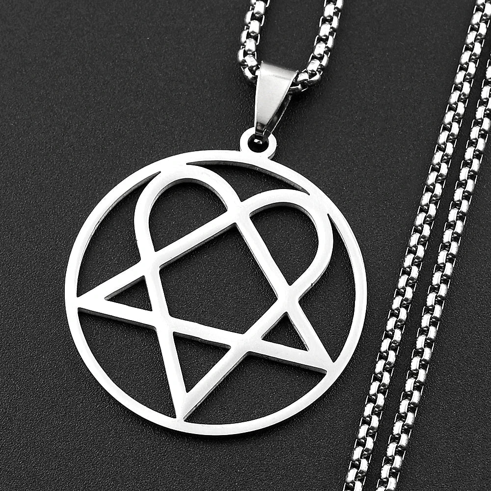 Stainless Steel Heartagram Pendant Necklace | Unisex Music Band Jewelry Gift