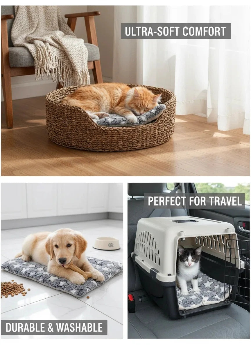 Portable Dog Sleeping Bed Mats Pet Blanket Plush Washable Cat Sofa Bed Mat Home Travel Comfortable Warm Soft Flannel relax Towel