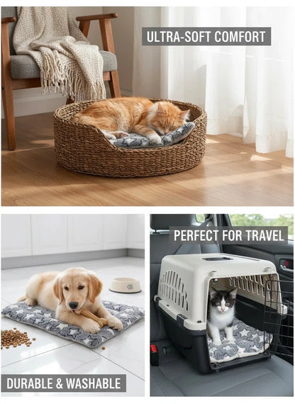 Portable Dog Sleeping Bed Mats Pet Blanket Plush Washable Cat Sofa Bed Mat Home Travel Comfortable Warm Soft Flannel relax Towel