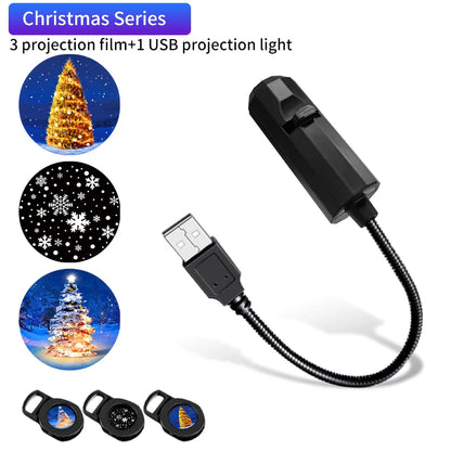 5V USB Projection Lamp with Interchangeable Theme Strips | Indoor Ceiling Decor
