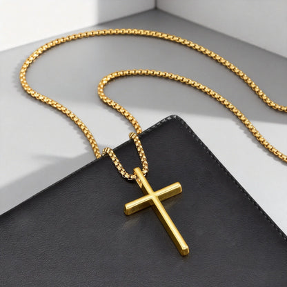Fashionable Cross Pendant Necklace | Unisex Stainless Steel Box Chain