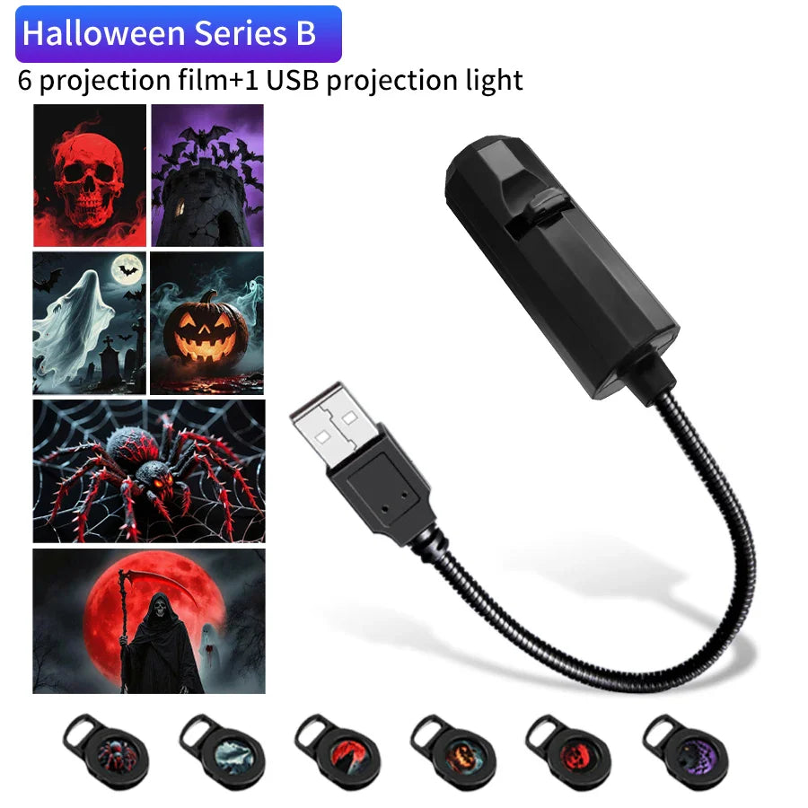 5V USB Projection Lamp with Interchangeable Theme Strips | Indoor Ceiling Decor