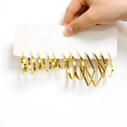 LUXUSTEEL Stainless Steel Hoop Earrings | Simple Geometric Shapes for Women